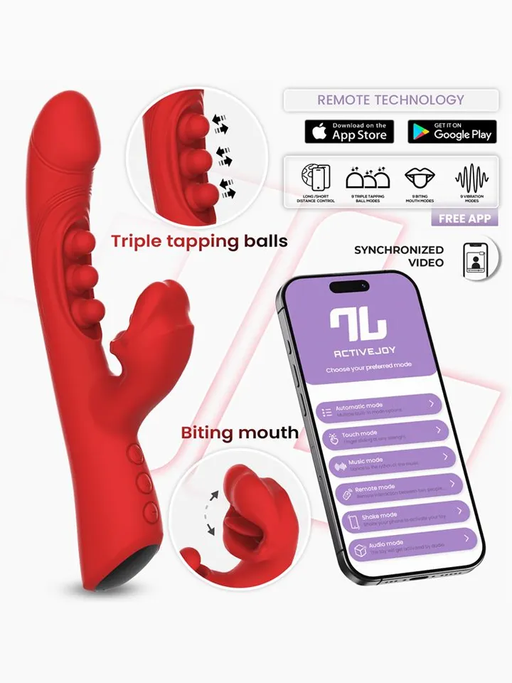 Trixy Vibrator With Tapping, Biting & App Sovelluksella ohjattava rabbit-vibraattori