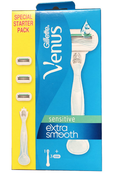 Venus Extra Smooth Sensitive Razor + 3 Blades Venus rakhyvel