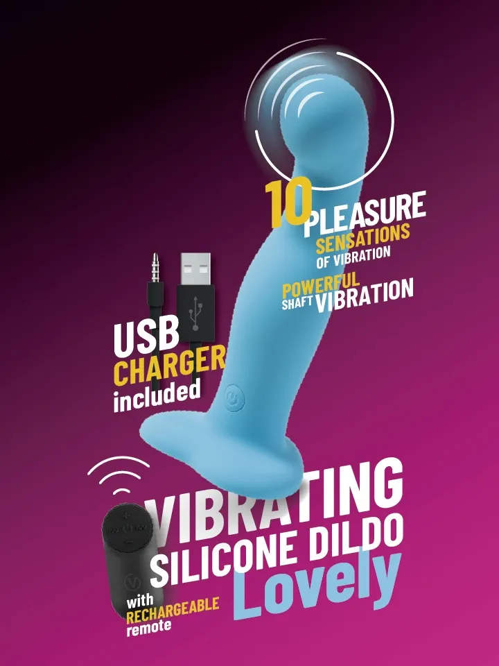 Vibrating Silicone Dildo With Remote Blue 18 cm Värisevä dildo