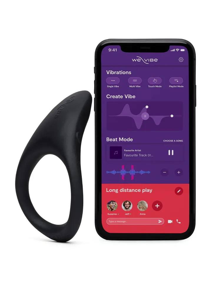 We-Vibe Verge 2 Black Sovelluksella ohjattava penisrengas